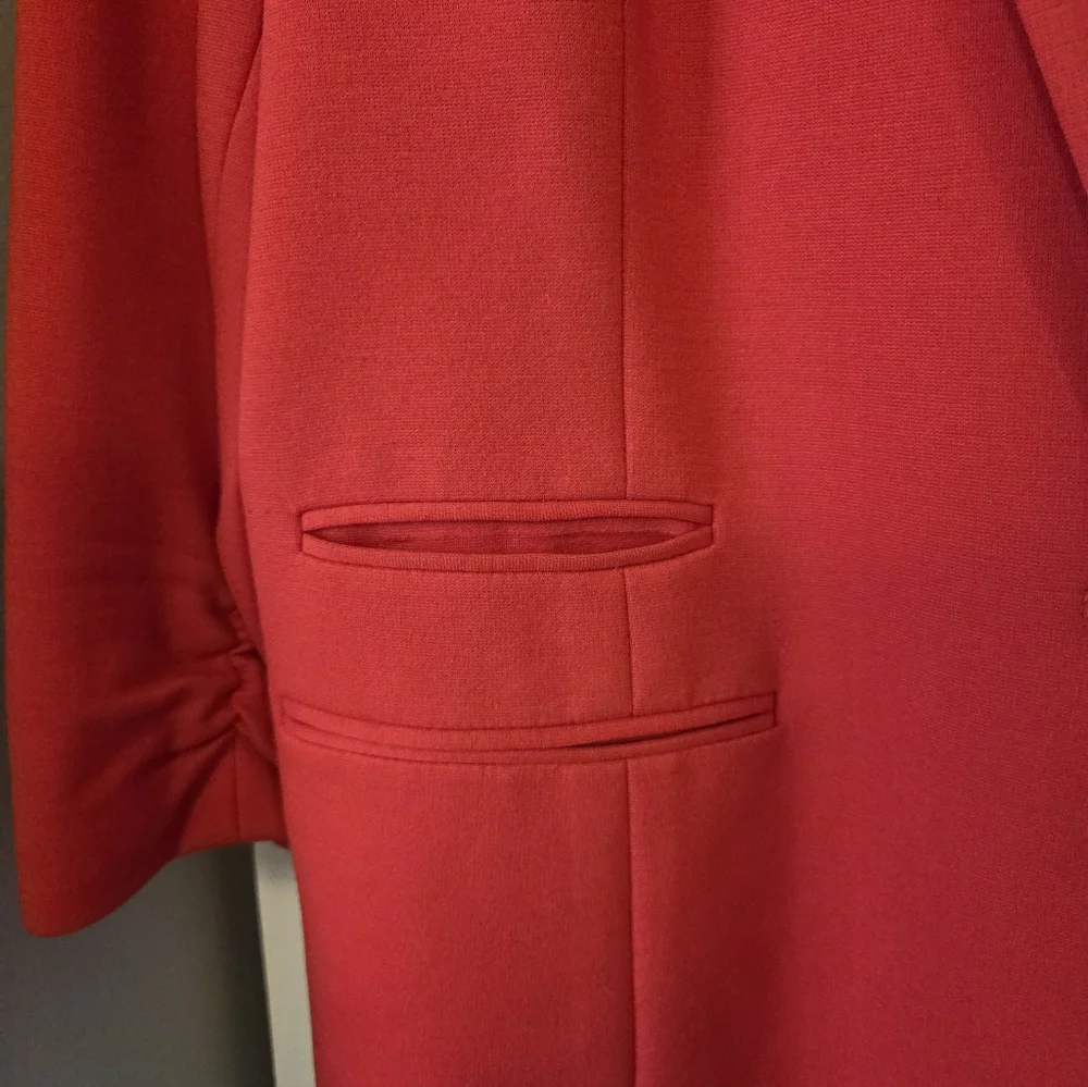 Nine West Bright Poppy Red/Orange Women's Brass Button Blazer - Picture 11 of 13